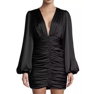 Jay Godfrey Dress 6 V Neck Ruched Satin Witchy Whimsigoth‎ Vamp Coktail  $275